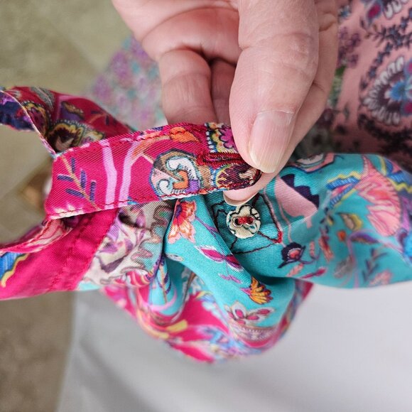 Johnny Was Silk Shirt Sz Medium Meco Scarf Print Boho Maximalism Artsy - Picture 6 of 14